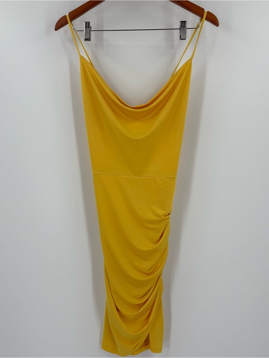 Dresses & Skirts - Y2K Yellow Cowl Neck Slip Dress Spaghetti Strap Sexy Ruched Large